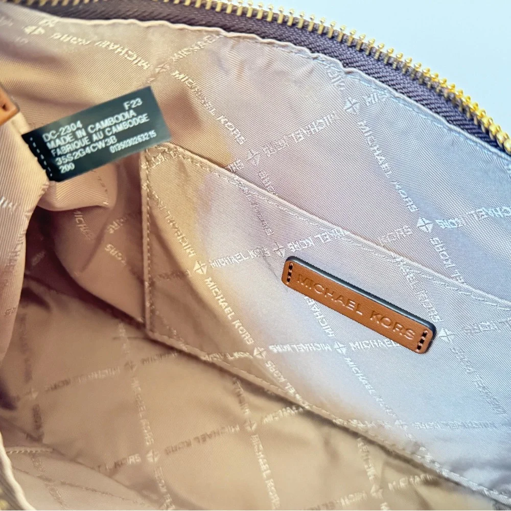 Michael Kors Cora Large Pouchette Shoulder Chain Crossbody Bag MK Brown_11